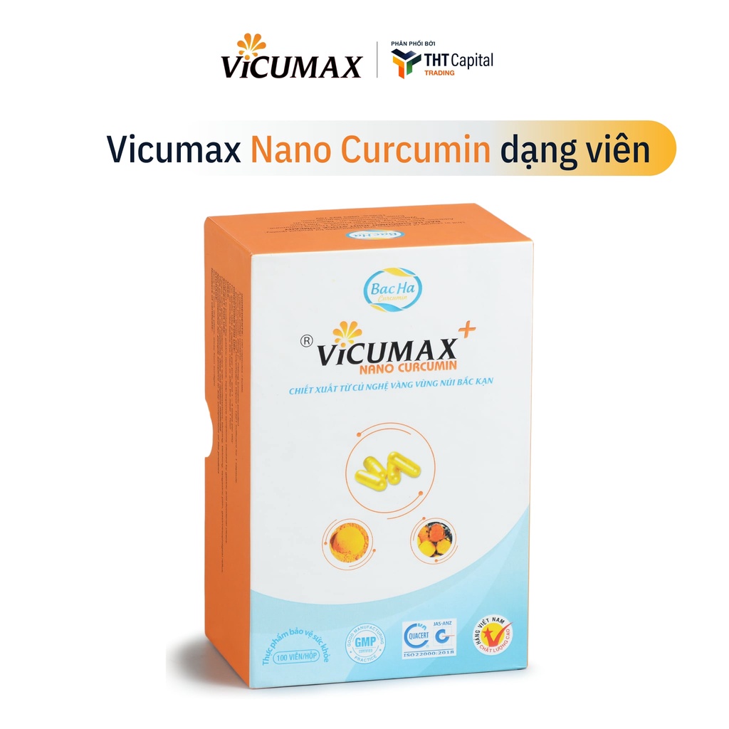 Vicumax Nano curcumin hộp 30 viên - Hỗ trợ dạ dày, tăng cường sức khỏe, làm đẹp da - VI0HV030 - Vicumax