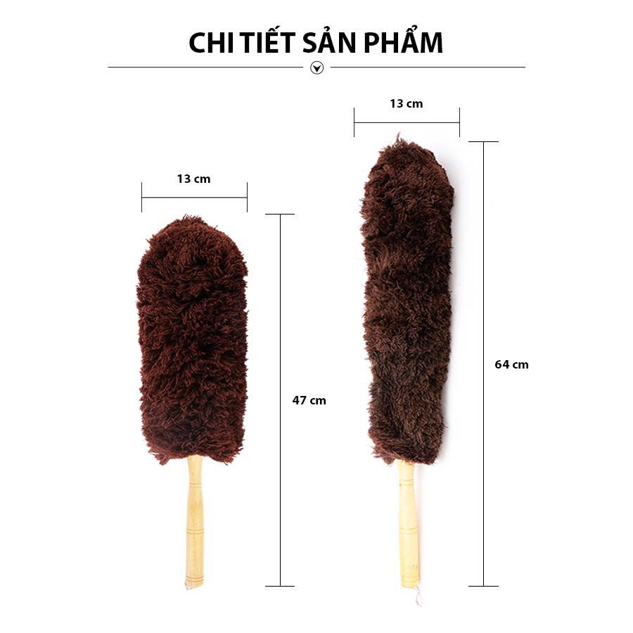 Chổi Quét Bụi Cán Gỗ Ngắn CIND