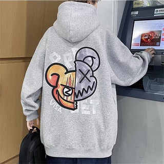 Áo Khoác Hoodie Lót Nỉ Tay Dài Dáng Rộng In Chữ Phong Cách Mỹ Thời Trang Thu Đông Cho Cặp Đôi Cỡ M-8XL
