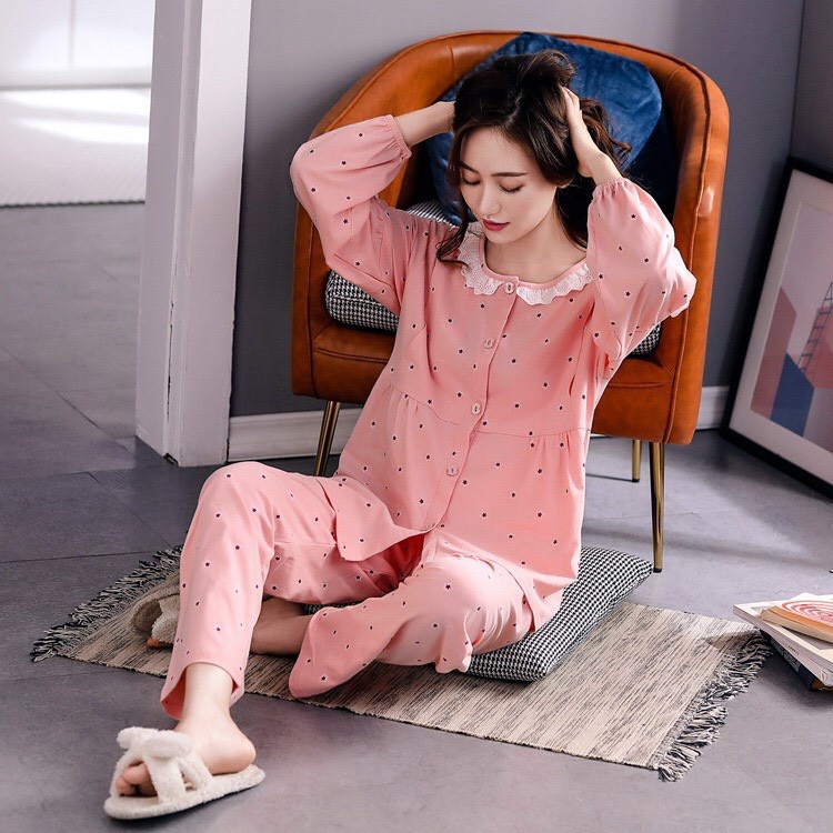 Bộ bầu và sau sinh 2MAMA hình sao,quần Áo bầu mặc nhà cotton ,cao cấp có khoá cho bé ti