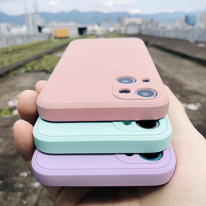 Mỏng Mềm Kẹo Bao Ốp Lưng Điện Thoại iPhone 12 13 Pro Max Mini iPhone12 iPhone13 Sang Trọng Nguyên Bản Vuông Lỏng Silicon