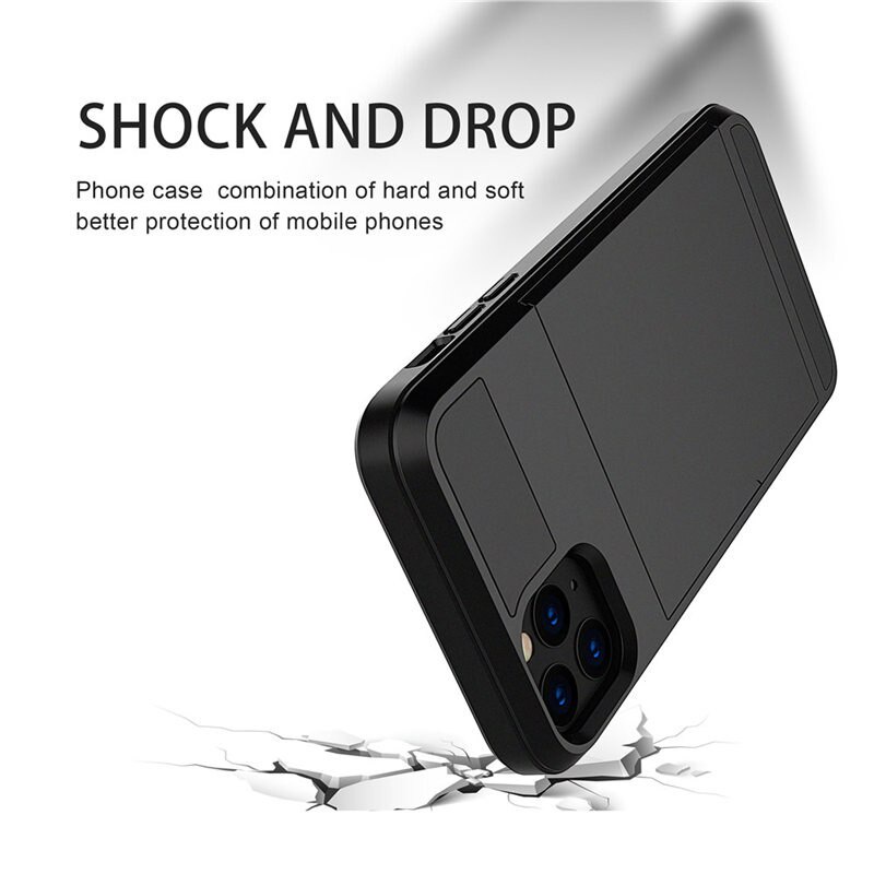 Ví trượt Khe cắm thẻ tín dụng PC Vỏ điện thoại tương thích cho iPhone 16 15 12 11 Pro Max XR XS Max X 8 7 6S Plus Edge TPU Armor Ốp lưng chống sốc