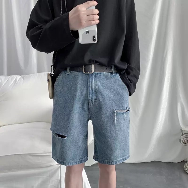 Quần short Jean Phối Rách From Rộng, Quần Đùi Thời Trang Unisex, Sooc ...