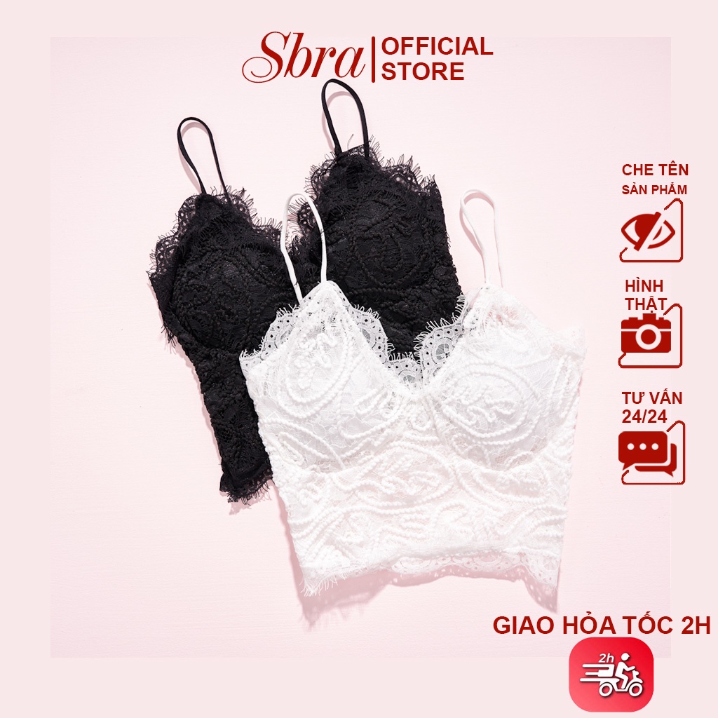 Áo Bra Hai Dây Croptop Sbra Dáng Ôm Viền Ren Mút Mỏng Co Giãn Sexy 2S12 ...