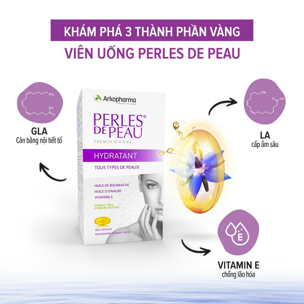 Viên uống đẹp da hoa anh thảo và lưu ly arkopharma perles de peau hydratant  200 viên | Shopee Việt Nam