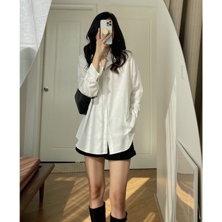 Áo sơ mi nữ form rộng MISOUL dài tay chất liệu cao cấp kiểu dáng trendy, Sơ mi Trắng 104