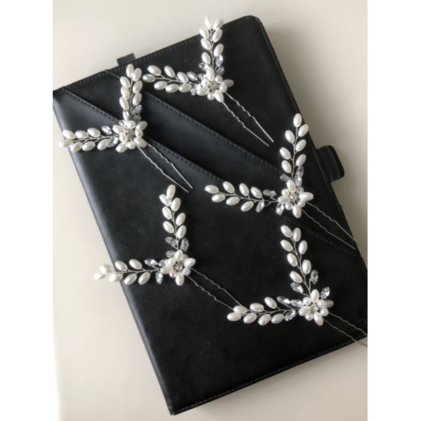 Trâm cài tóc cô dâu phối hạt ngọctrai phong cách Châu Âu, Phụ kiện cài tóc cô dâu, Phụ kiện cưới