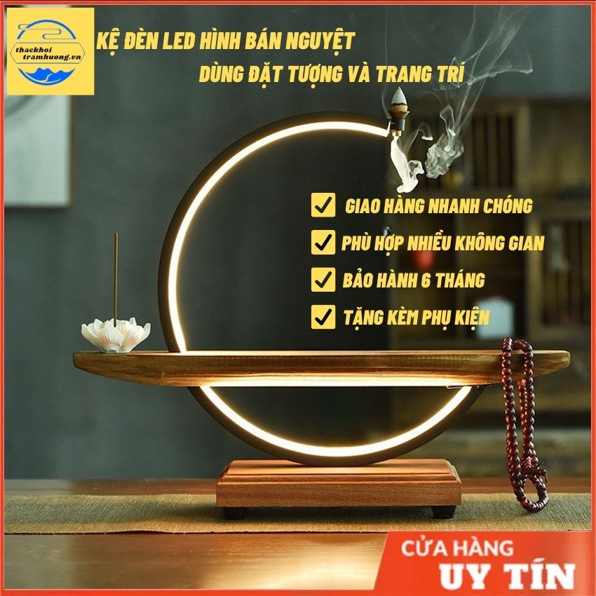 Kệ đèn Led hình bán nguyệt dùng đặt tượng và trang trí[ KÈM PHỤ KIỆN ...