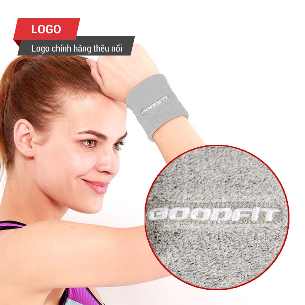 Băng cổ tay thấm mồ hôi GoodFit GF303W băng tay thể thao tập Gym, cầu lông, Tennis