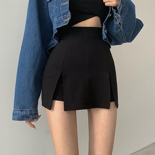 Phiên Bản Hàn Quốc Size Lớn Váy Đen Nữ Mùa Hè Gợi Cảm Cắt Quần Váy Không Đều Cao Cấp Ôm Hơn Nhìn Váy Ngắn