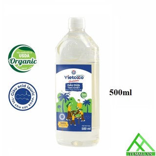 Dầu Dừa Tinh Khiết Organic Vietcoco 500ml - dầu dừa nguyên chất