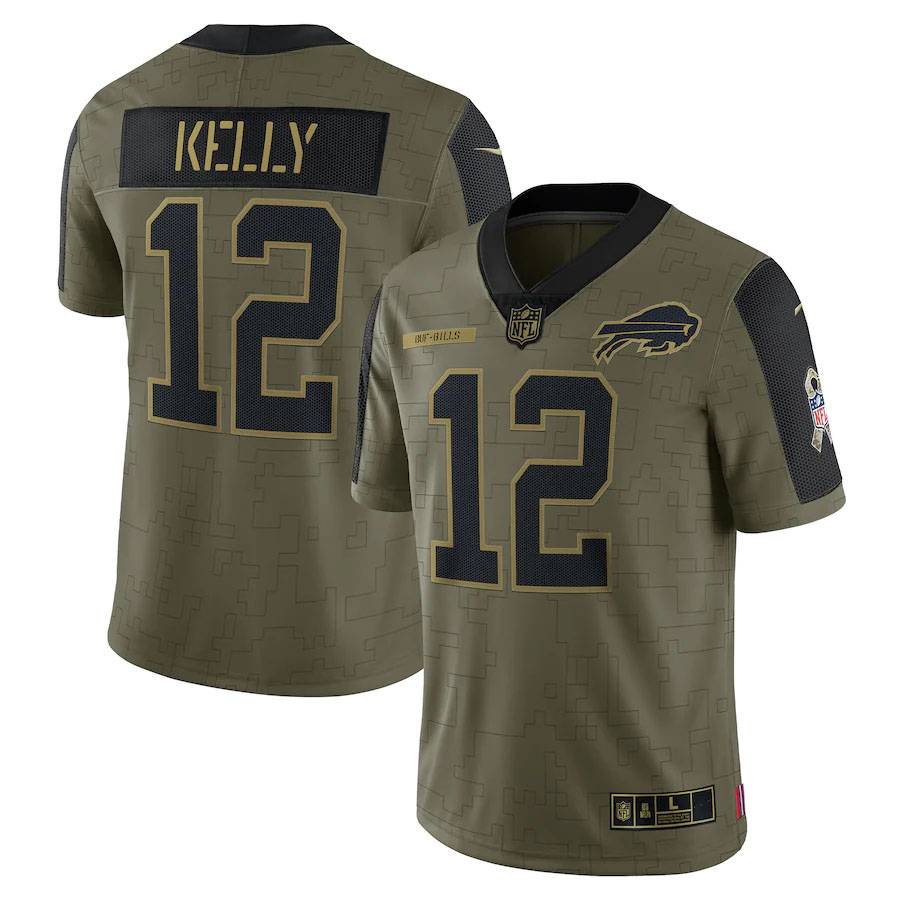 SY3 Áo Bóng Đá Buffalo Bills NFL Legendary Jersey Kelly Màu Số 12 - Phù Hợp Nhiều Kích Cỡ