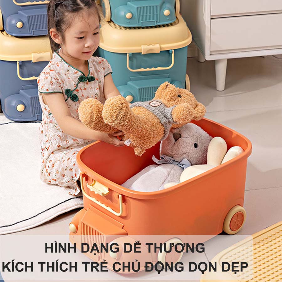 Thùng Đựng Đồ Chơi Cho Bé ENODA HOME Có Bánh Xe, Combo 2 Size L Thùng Nhựa Đựng Đồ Đa Năng Hình Ô Tô Siêu Tiết Kiệm Q013