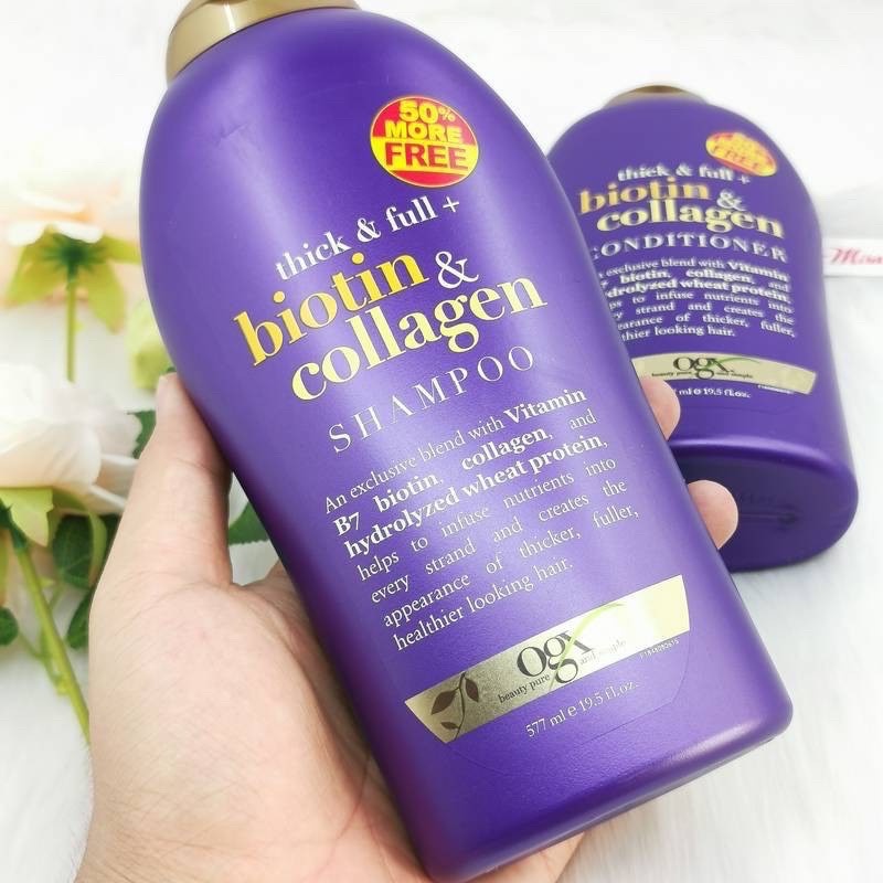 Cặp Dầu Gội Xả Biotin Collagen OGX 577ml