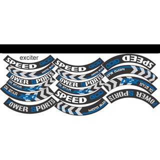 Tem dán full vành dán mọi loại xe màu xanh đen trắng, tem trùm mâm xe máy 16 miếng full 2 bánh trước sau. Decal vành