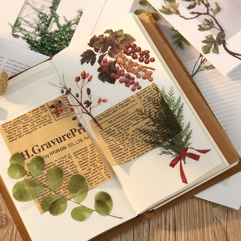 Sticker trong suốt vintage dán set 40 nhãn dán retro HD27-K72 DIY Crafts, Scrapbook, Bullet Journal, Diary, Planner