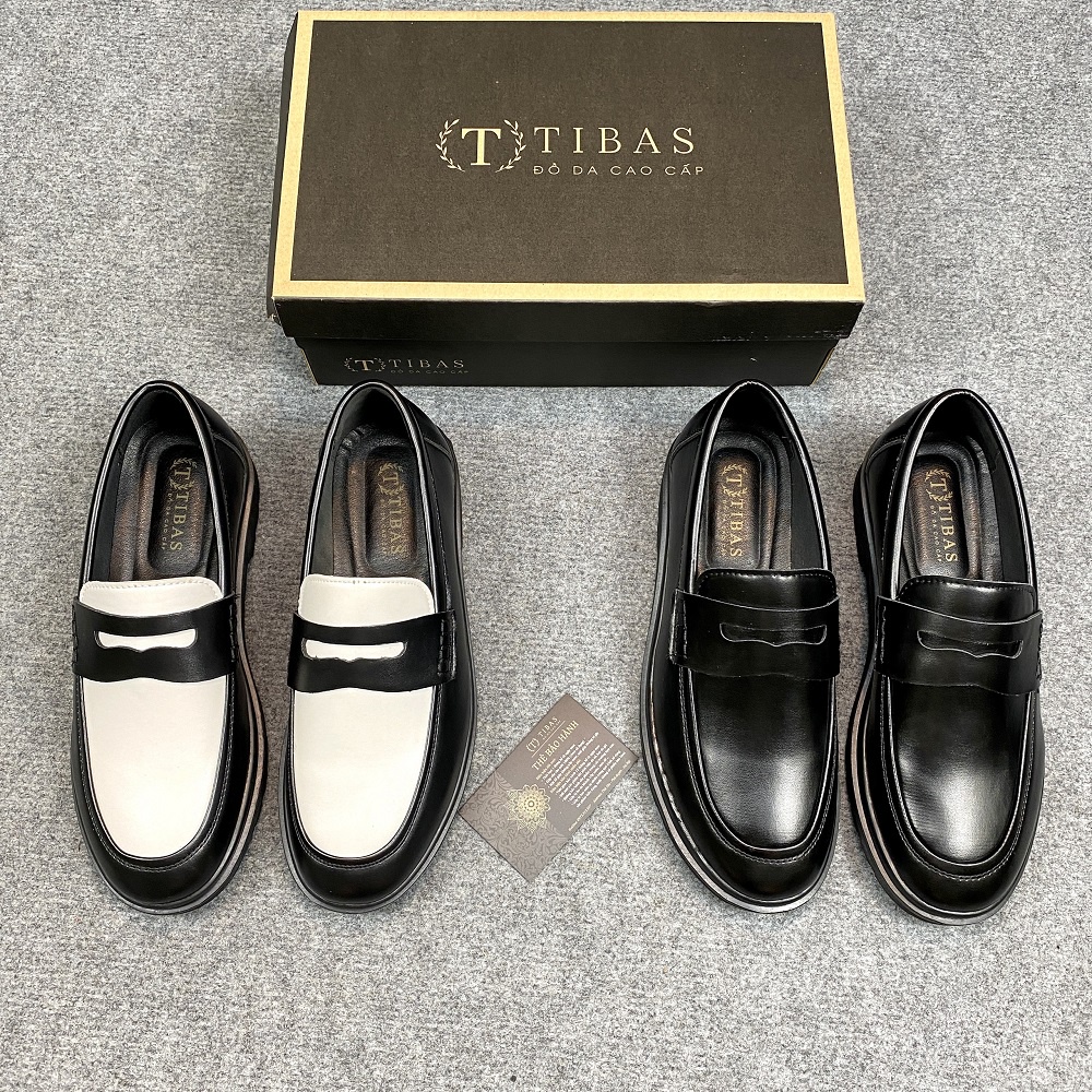 Giày Penny Loafer Da Cao Cấp TIBAS, Giày Lười Nam Chụp Ảnh Cưới, Chụp Kỷ Yếu Hot Trend