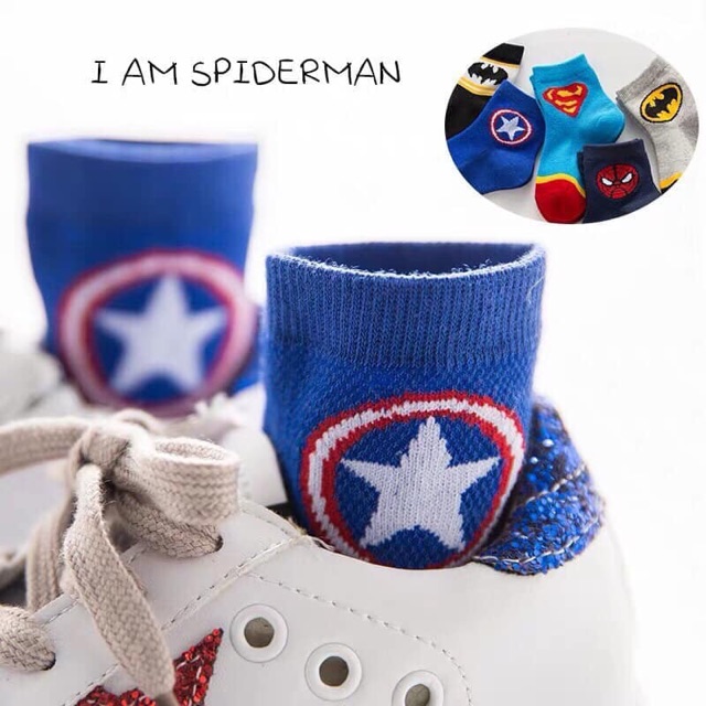 Set 10 tất siêu nhân im spiderman