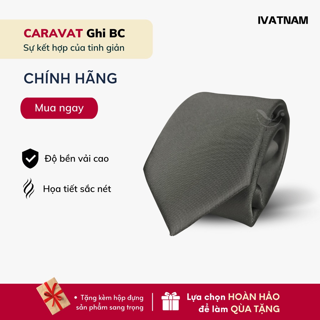 Cà vạt nam xám ghi BASIC thắt sẵn IVATNAM siêu nhẹ, cao cấp | Shopee ...