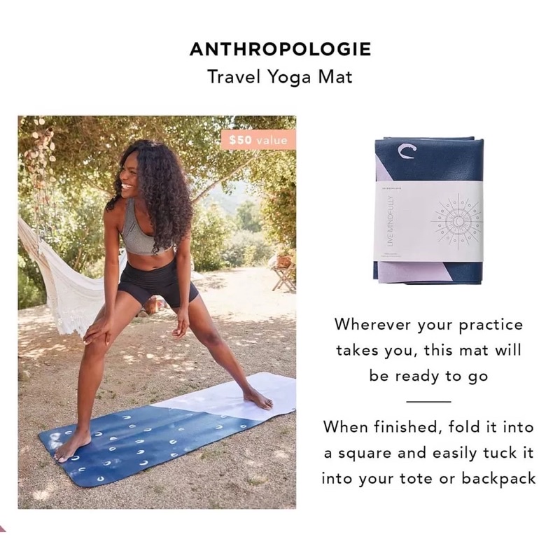 Thảm tập yoga 2mm Anthropologie Travel Yoga Mat