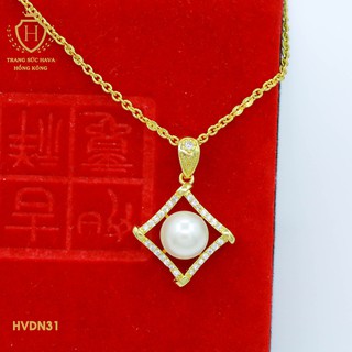 Dây Chuyền, Vòng Cổ Nữ Mặt Đính Hạt Ngọc Xi Mạ Vàng Non Cao Cấp - Trang Sức Hava Hong Kong - HVDN31