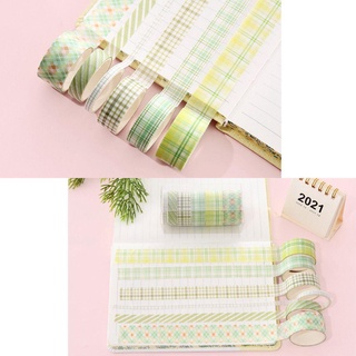 MEGOCE 6 cuộn / hộp Băng che mặt Lưới Washitape Kawaii DIY Nhật ký Nhãn dán