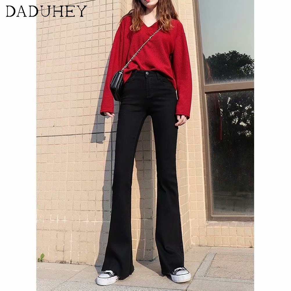 Ảnh Quần jeans lưng cao ống loe thời trang phong cách Hong Kong 2021 dành cho nữ 1