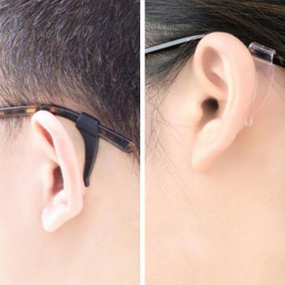 Ảnh Móc gọng kính cận nam nữ thời trang 7KMOC chống trượt màu đen, trong bằng silicon dẻo 2