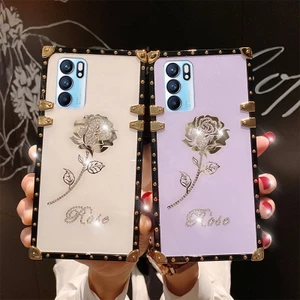 Ốp Điện Thoại Hình Vuông Chống Sốc Đính Kim Cương Cho OPPO Reno8 Z 5G Reno 7 Pro Reno 7Z Reno 6 Pro 6Z 6 Pro + Reno 5 Pro Reno 4 4G 5G