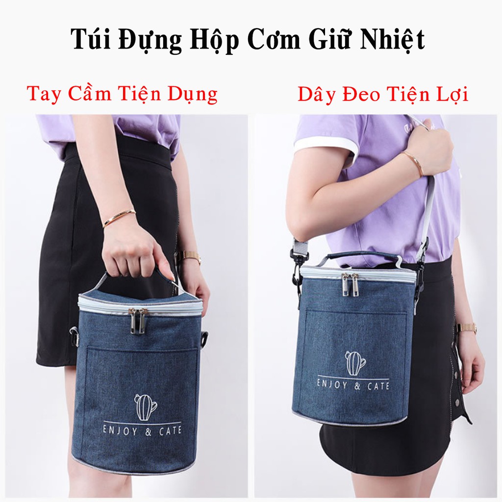 Ảnh Túi Giữ Nhiệt 3 Lớp Cho Hợp Cơm Văn Phòng Màu Xám Be Siêu Dày Chống Thấm Nươc Cao Cấp Chính Hãng Amalife 2
