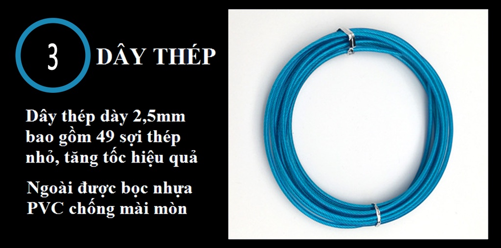 Mô tả Dây nhảy Bảo Hành 12 Tháng Dây Nhảy Thép Tay Cầm Hợp Kim Nhôm Chắc Chắn Cleacco DNT Boro Sport - 3
