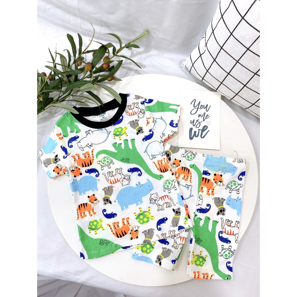 Bộ Cộc Tay Cotton 100 % Thoáng Mát In Nhiều Họa Tiết Siêu Xinh Cho Bé Trai (10-20kg)