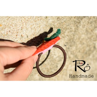Dây buộc tóc dâu tây xinh cho nữ và bé gái 5cm |Đồ cột tóc len thanh lịch |Shop Rô Handmade