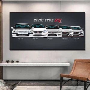 Nghệ Thuật Treo Tường Mô Đun Hình Áp Phích Vải HD In Retro Honda CIVIC Loại R Tranh Ô Tô Hiện Đại Trang Trí Nhà Cửa Phòng Khách Nghệ Thuật Treo Tường