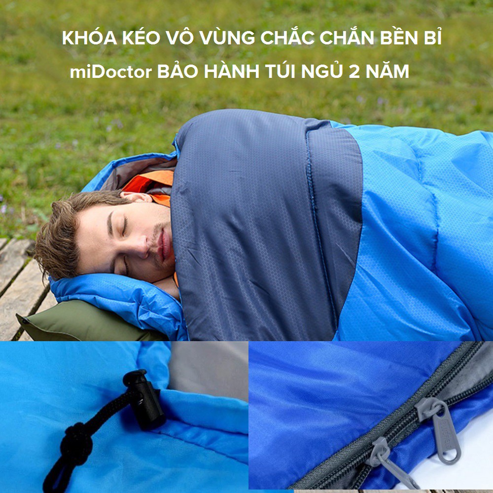 Ảnh (FREE SHIP) Túi Ngủ Văn Phòng Du Lịch Cao Cấp Có Trùm Đầu Lót Bông Chính Hãng Amalife 4