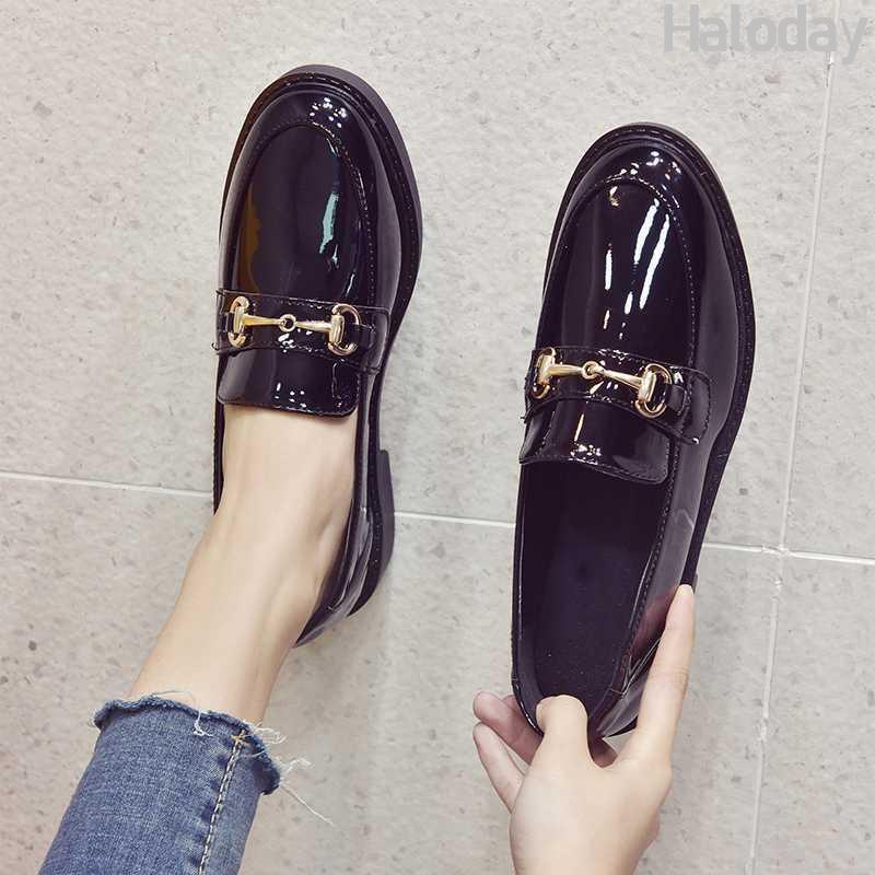 Size Lớn 32-45 Giày Nữ Da Nhỏ Thời Trang Retro Nhật Bản jk Loafers Công Sở Thoải Mái
