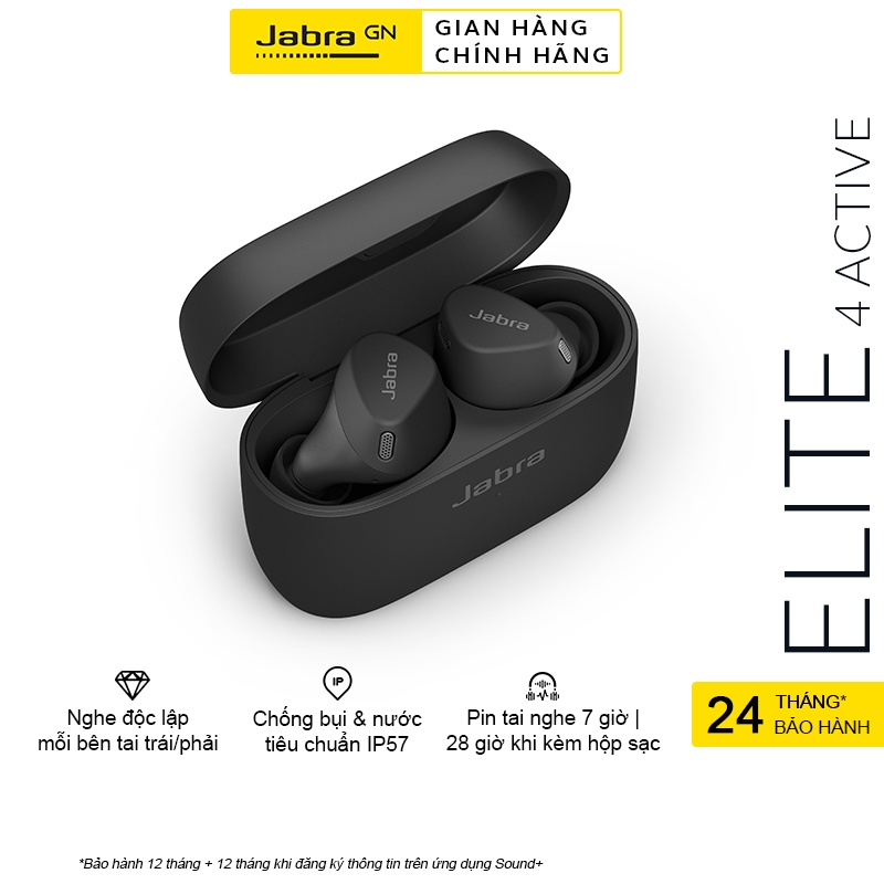 [Mới Nhất] Tai Nghe True Wireless Jabra Elite 4 Active | Chống Ồn Chủ Động| IP57| Monomode | Hàng Chí