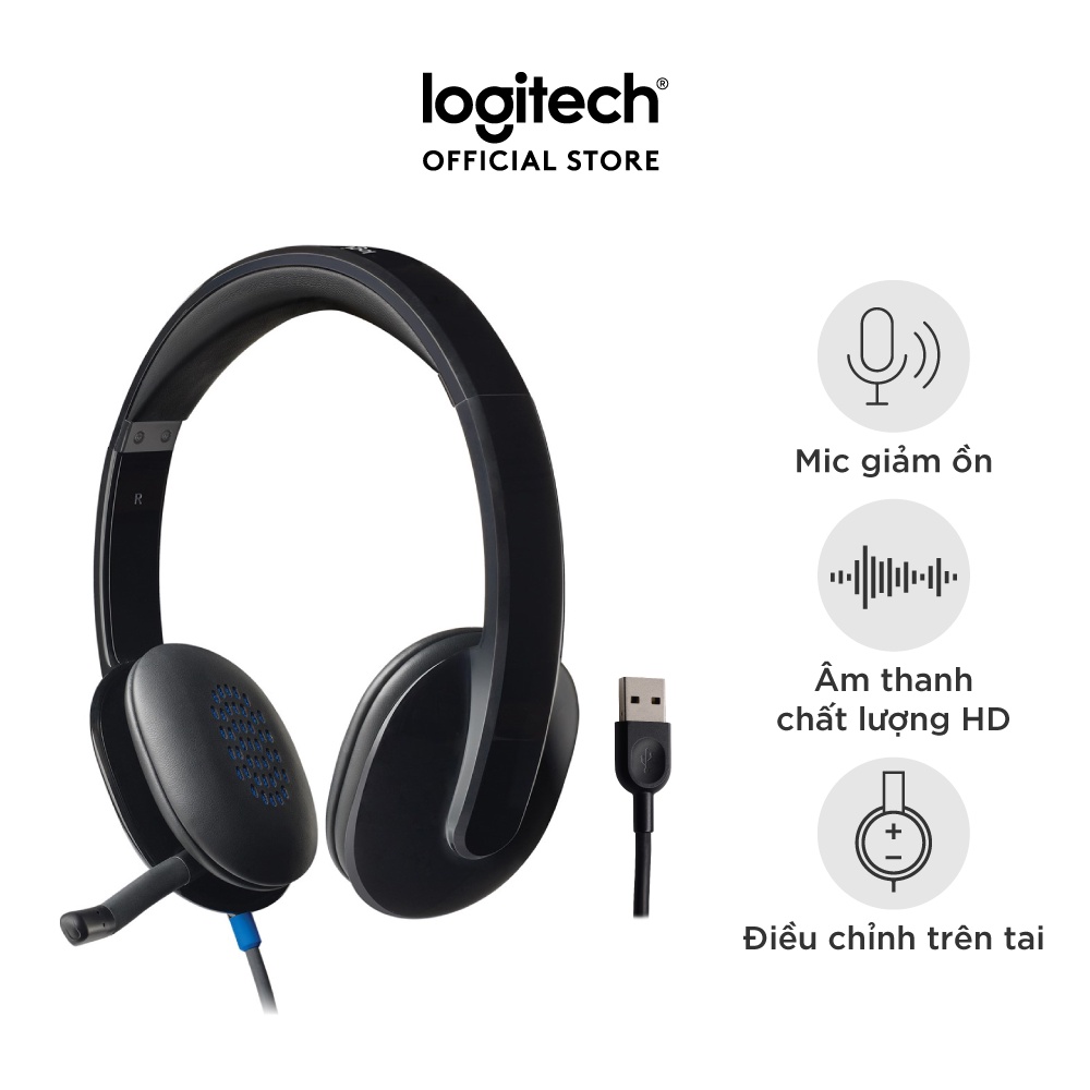 Tai nghe có dây Logitech H540 – Mic giảm ồn, điều khiển trên tai, kết nối USB-A