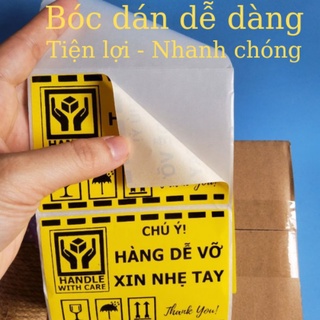 [Hỏa tốc] ⚡ Set 50 tem dán có sẵn keo cảnh báo HÀNG DỄ VỠ kích thước 10x7cm