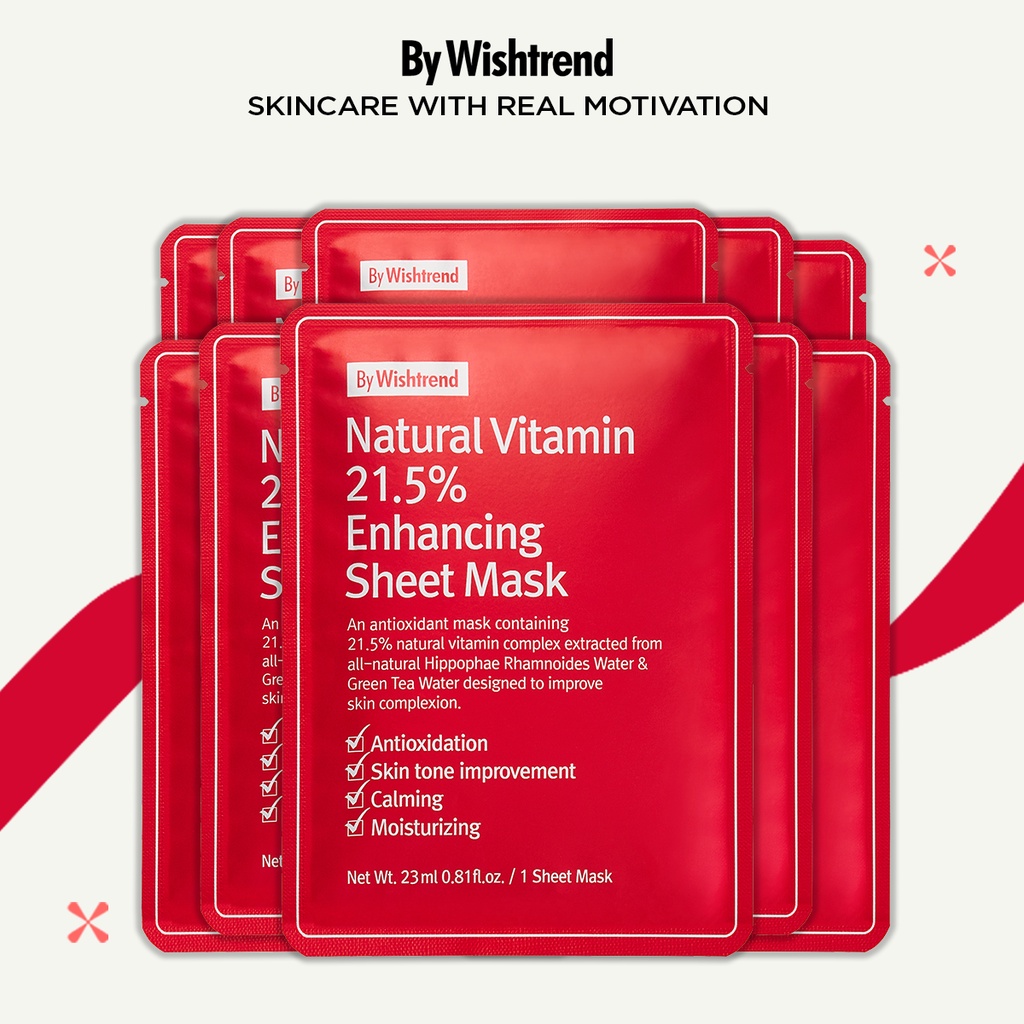 Ảnh Combo10 By Wishtrend mặt nạ giấy Natural Vitamin 21.5% Enhancing Sheet Mask 23ml 2