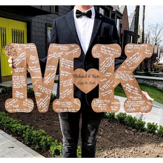 Wedding Guestbook chữ Gỗ Kí Tên Cho Tiệc Cưới Hỏi Viết Tắt Tên Cd Cr| THAO WEDDING Guestbook Mẫu 0646