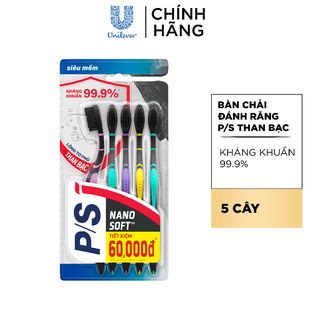 Bộ 5 bàn chải P/S than bạc kháng khuẩn 99.9%