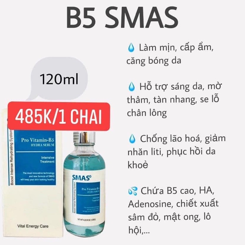 TINH CHẤT DƯỠNG ẨM PHỤC HỒI DA SMAS PRO VITAMIN B5 HYDRA SERUM