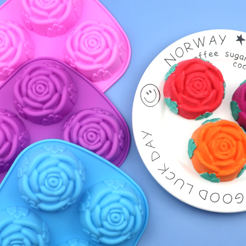 Khuôn silicone Làm Bánh 6 Lỗ Hình Hoa Hồng