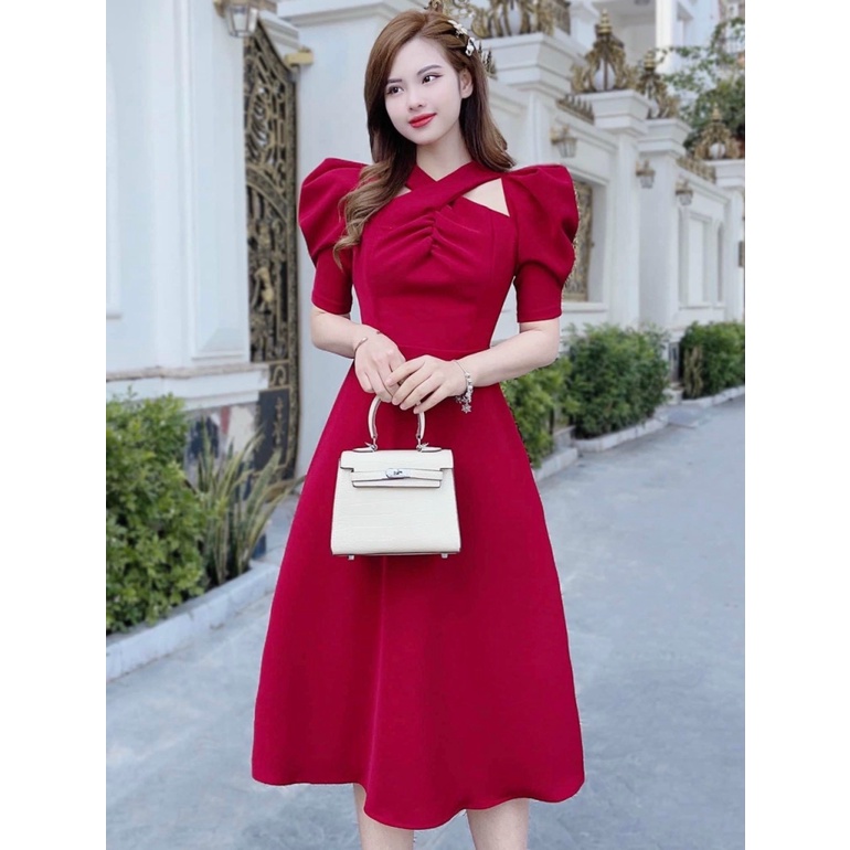(HCM) Đầm xoè sang chảnh vải FORD siêu xinh tôn dáng cho các nàng , thời trang tinh tế hot hit cho các chị em HIYU FASHI