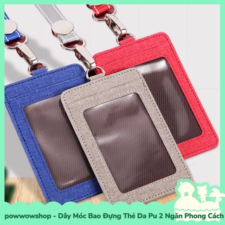 [Sẵn VN - Hỏa Tốc] Dây Móc Dài / Ngắn Kèm Bao Đựng Thẻ Nhân Viên Da Pu 2 Ngăn Phong Cách Simple Color Đơn Giản