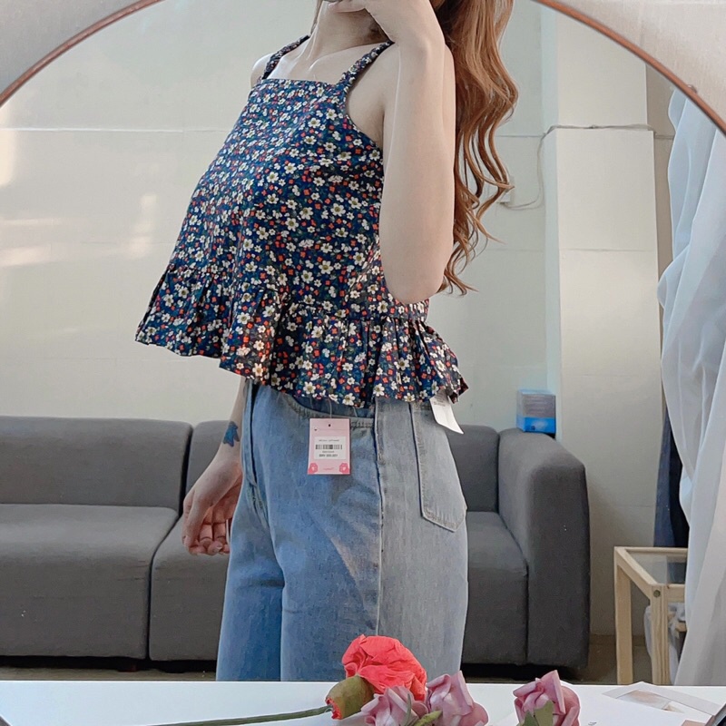 [SHIP HỎA TỐC] ÁO HOA HAI DÂY HOA NHÍ - ÁO BABYDOLL HOA - ÁO CROPTOP - MÈO IN DA HOUSE
