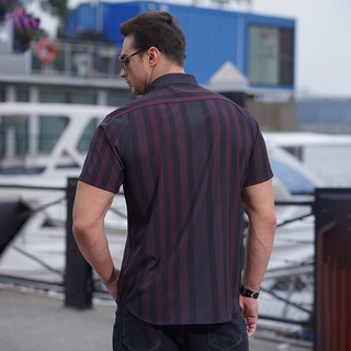 Áo Sơ Mi Nam Ngắn Tay Họa Tiết Kẻ Sọc Size L-10XL