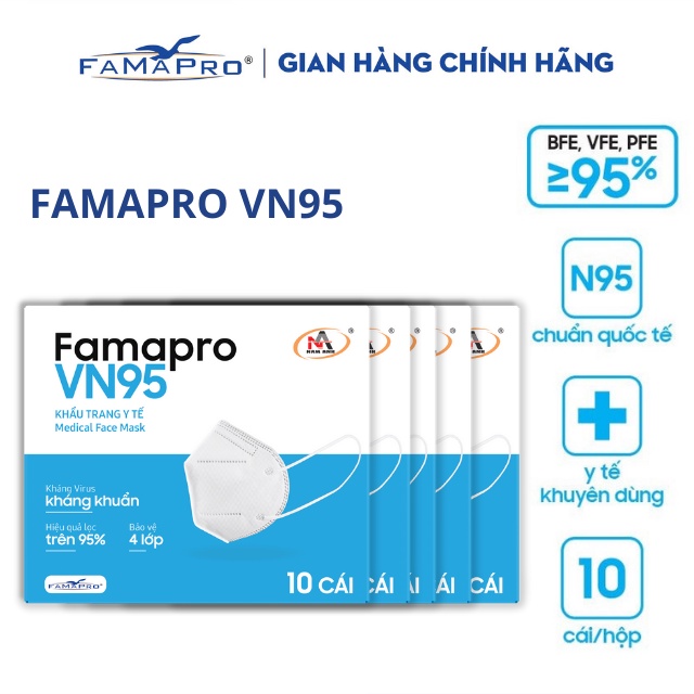Ảnh COMBO 5 HỘP Khẩu trang y tế kháng khuẩn 4 lớp Famapro VN95 [HỘP10 CÁI] 4