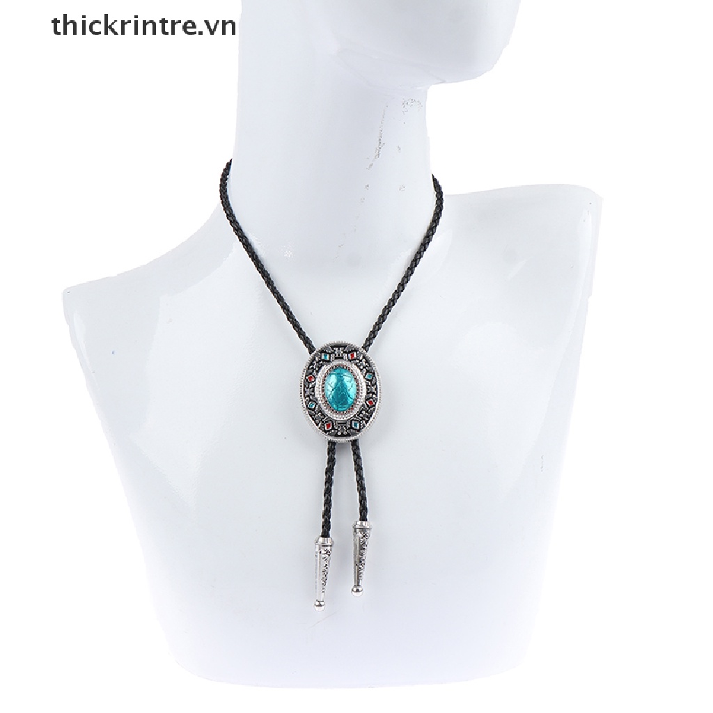 Dây chuyền cao bồi bolo mặt oval kiểu thắt cà vạt phong cách phương Tây thời trang